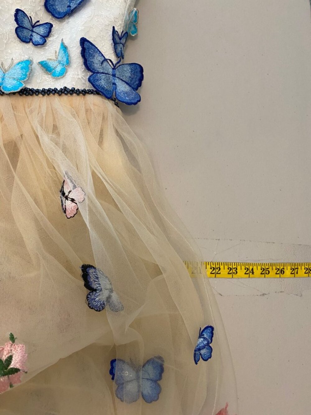 Butterfly Embroidered Tulle Dress Multicolor 3D Appliqué Sleeveless Size 4 - Picture 8 of 8